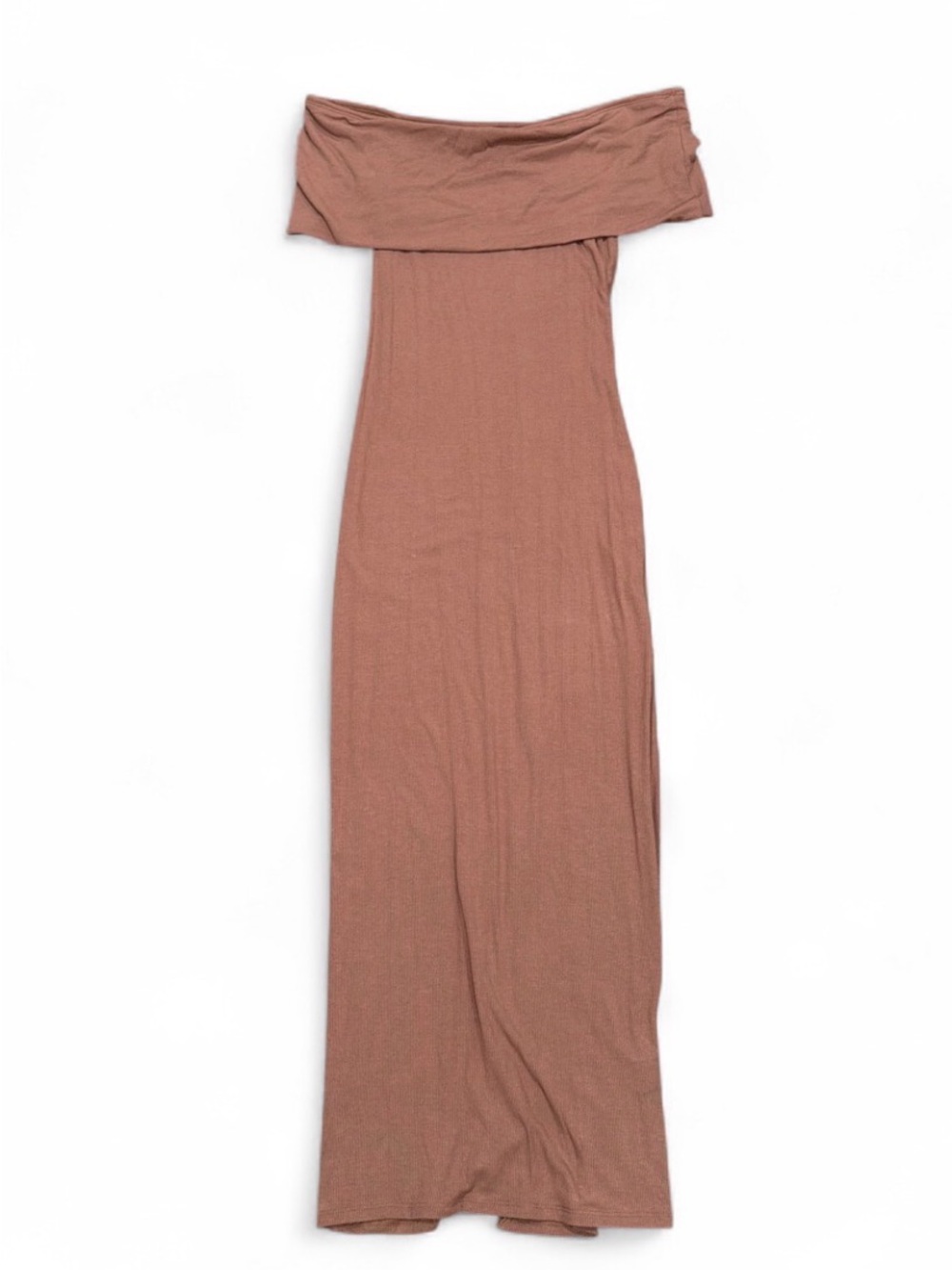 See You Monday Off-Shoulder Maxi Dress in Brown